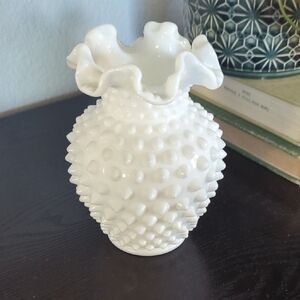 White Hobnail Ruffled Vase - Home Accents